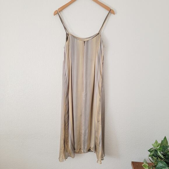 Banana Republic Silk Slip Dress Pastel Neutral Midi Size 4 - Picture 2 of 8